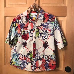 Villarreal Floral Print Cotton Pearl Snap Blouse